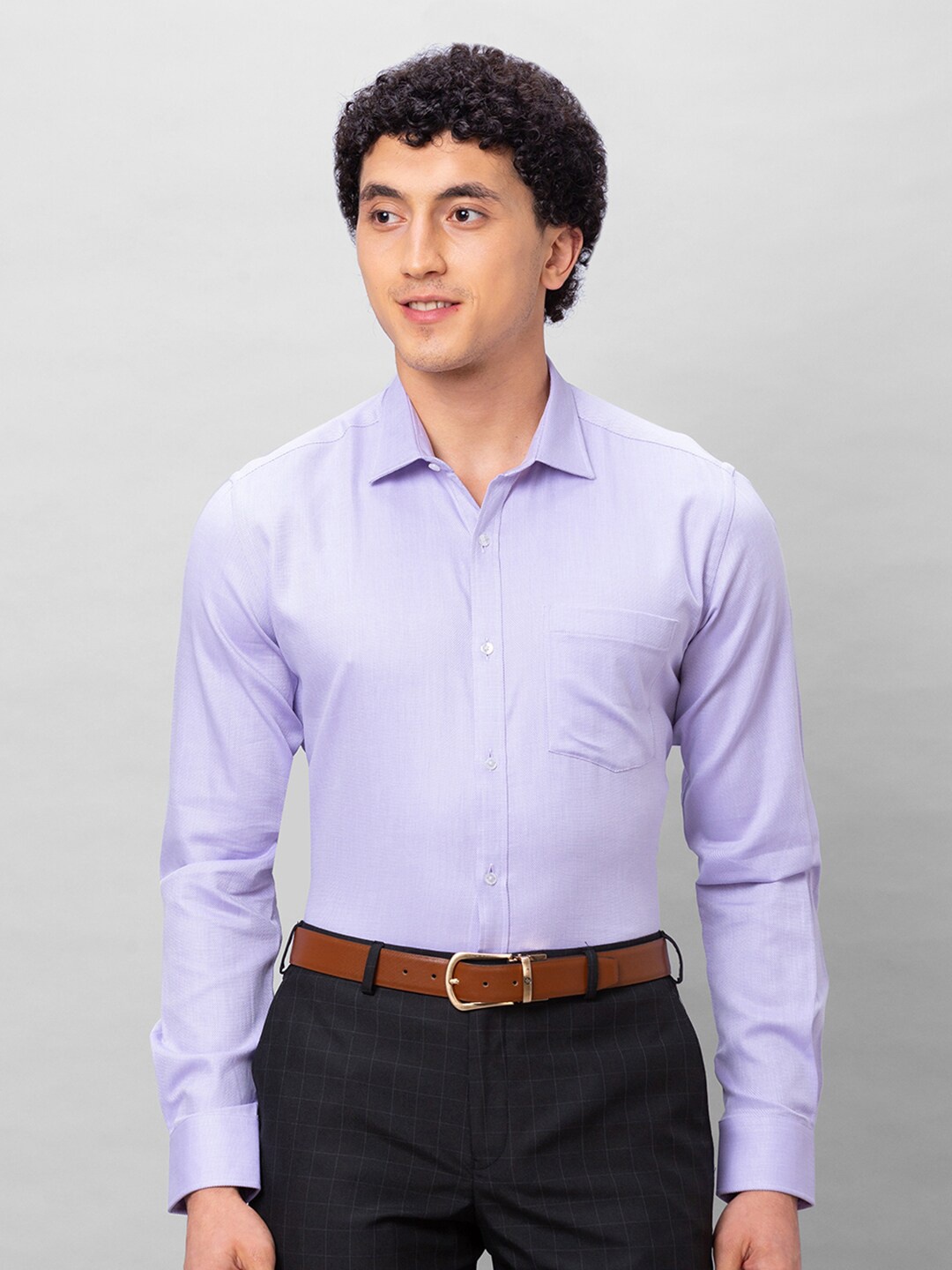 

Park Avenue Slim Fit Textured Long Sleeves Cotton Formal Shirt, Violet