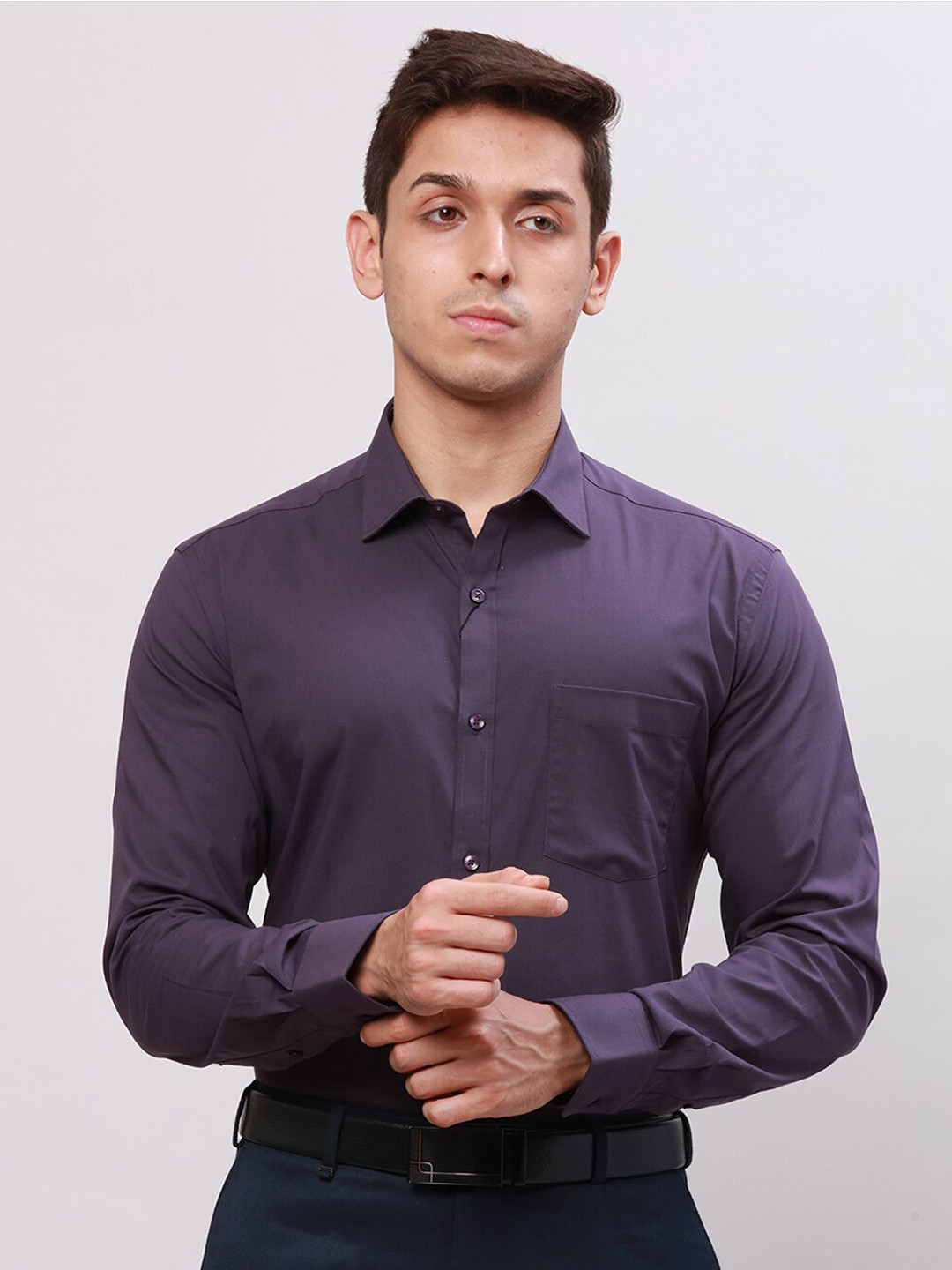 

Park Avenue Spread Collar Long Sleeves Slim Fit Formal Shirt, Violet