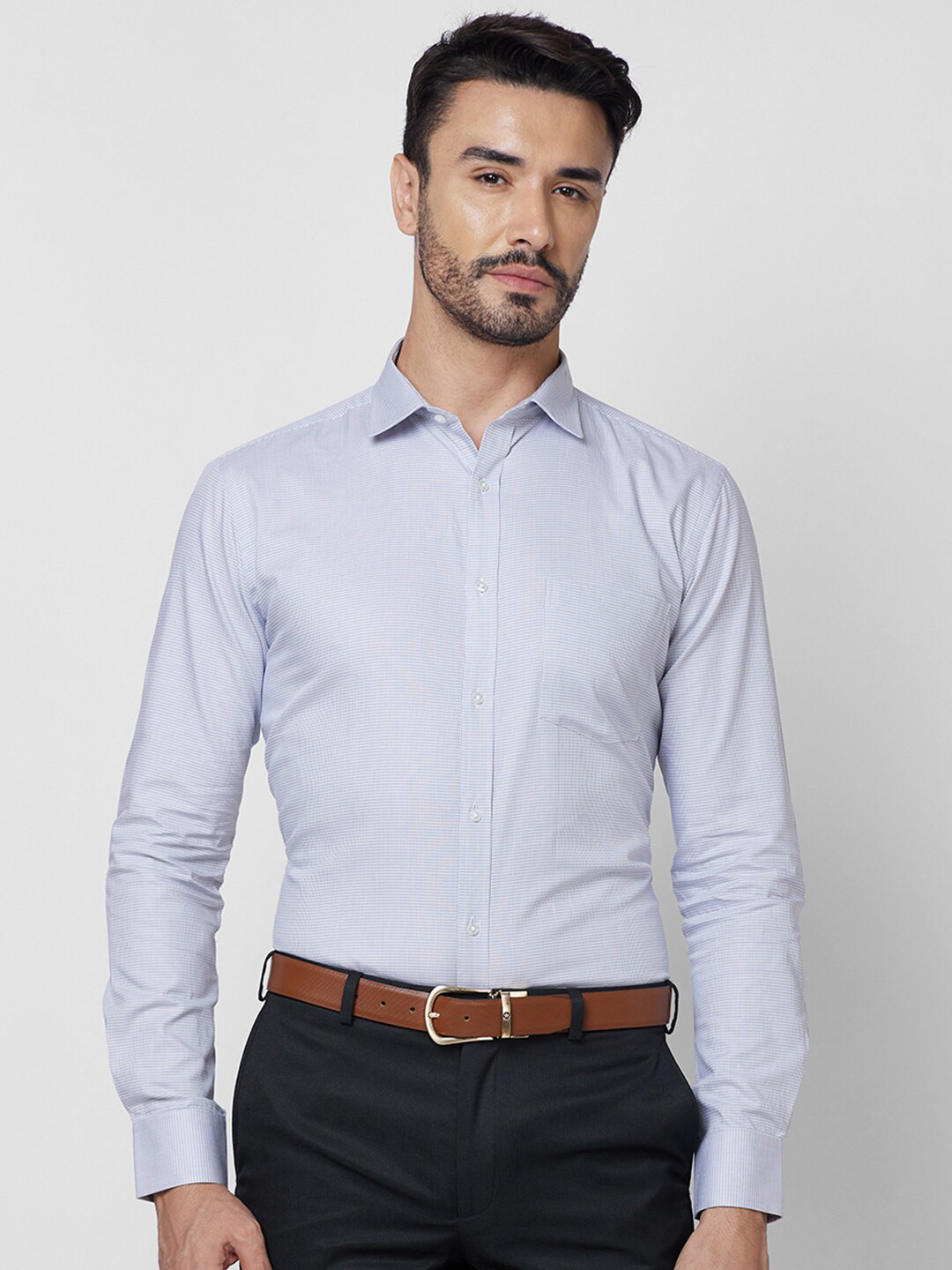 

Park Avenue Spread Collar Long Sleeves Slim Fit Opaque Formal Shirt, Grey