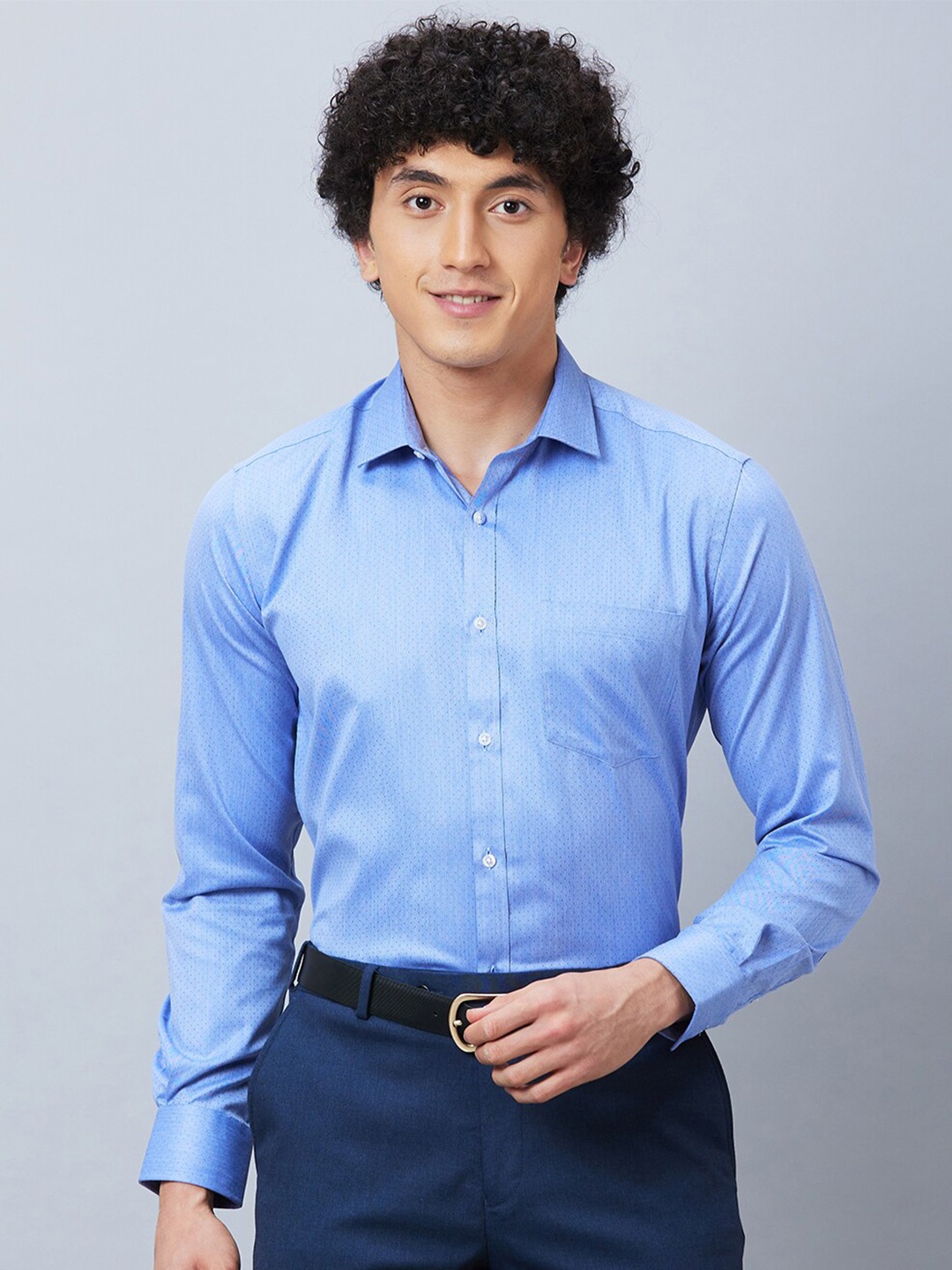 

Park Avenue Slim Fit Self Design Formal Shirt, Blue