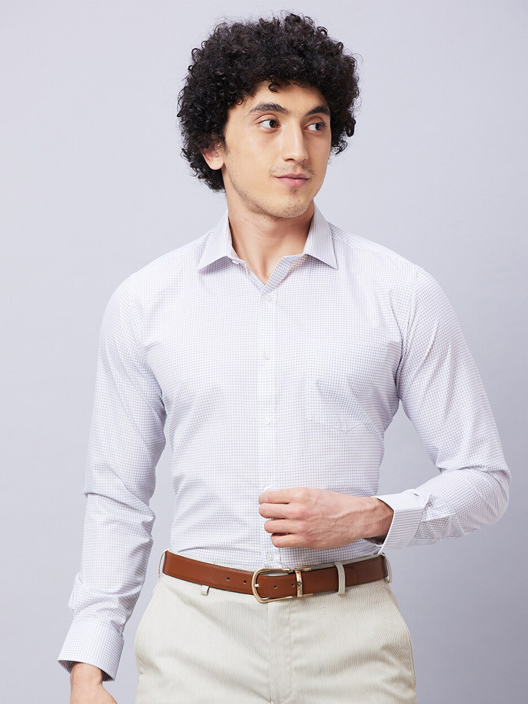 

Park Avenue Blue Slim Fit Checked Formal Shirt