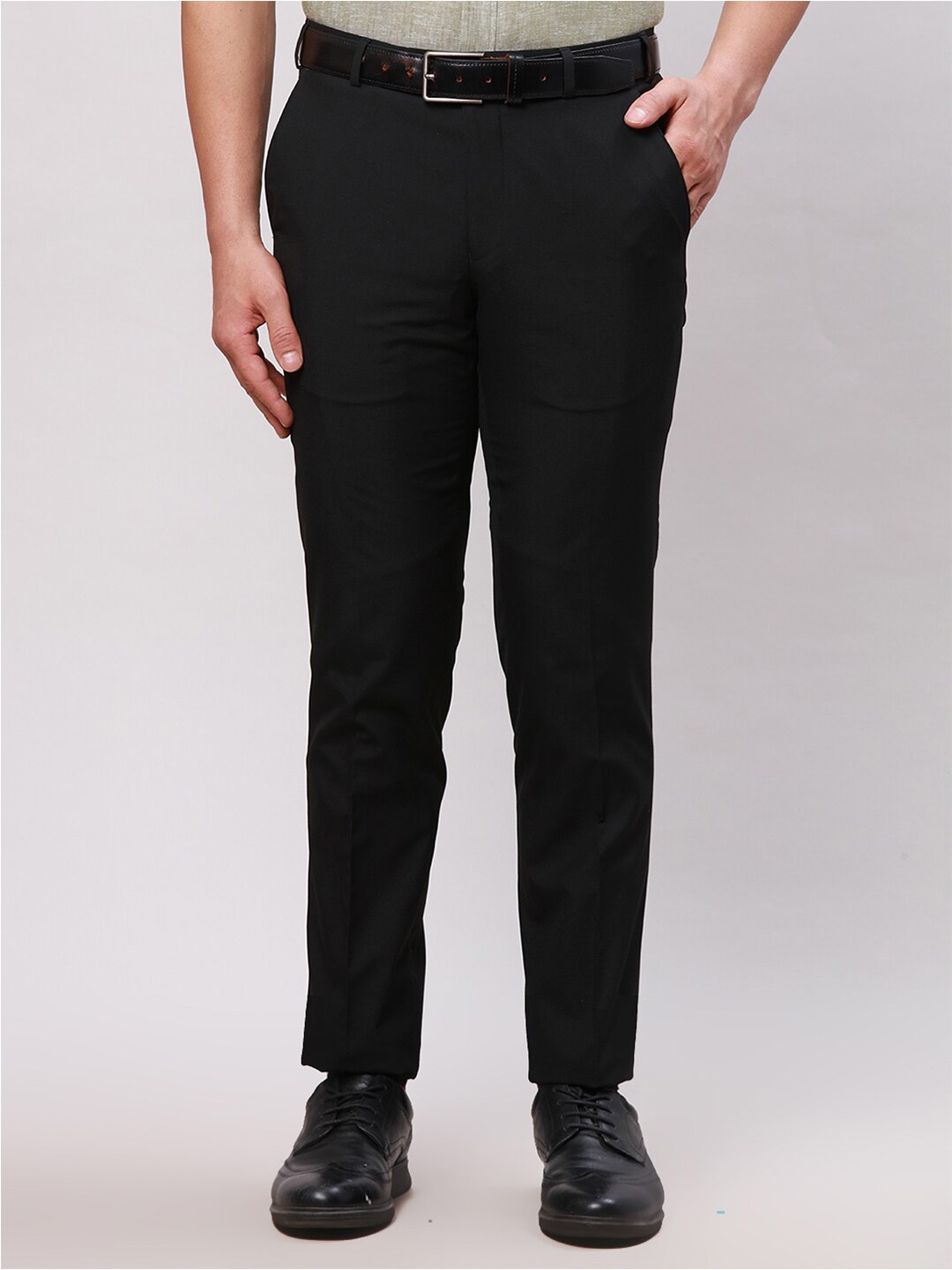 

Park Avenue Men Slim Fit Plain Formal Trouser, Black