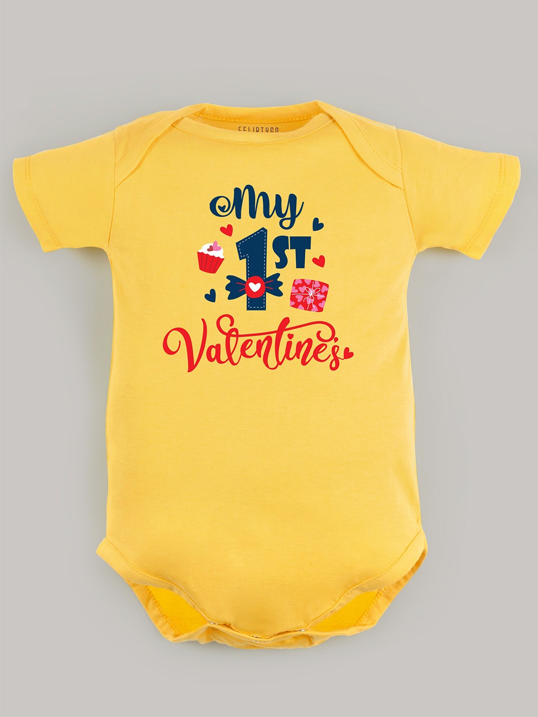 

FFLIRTYGO Infants Valentine's Day Special Printed Pure Cotton Bodysuit, Yellow
