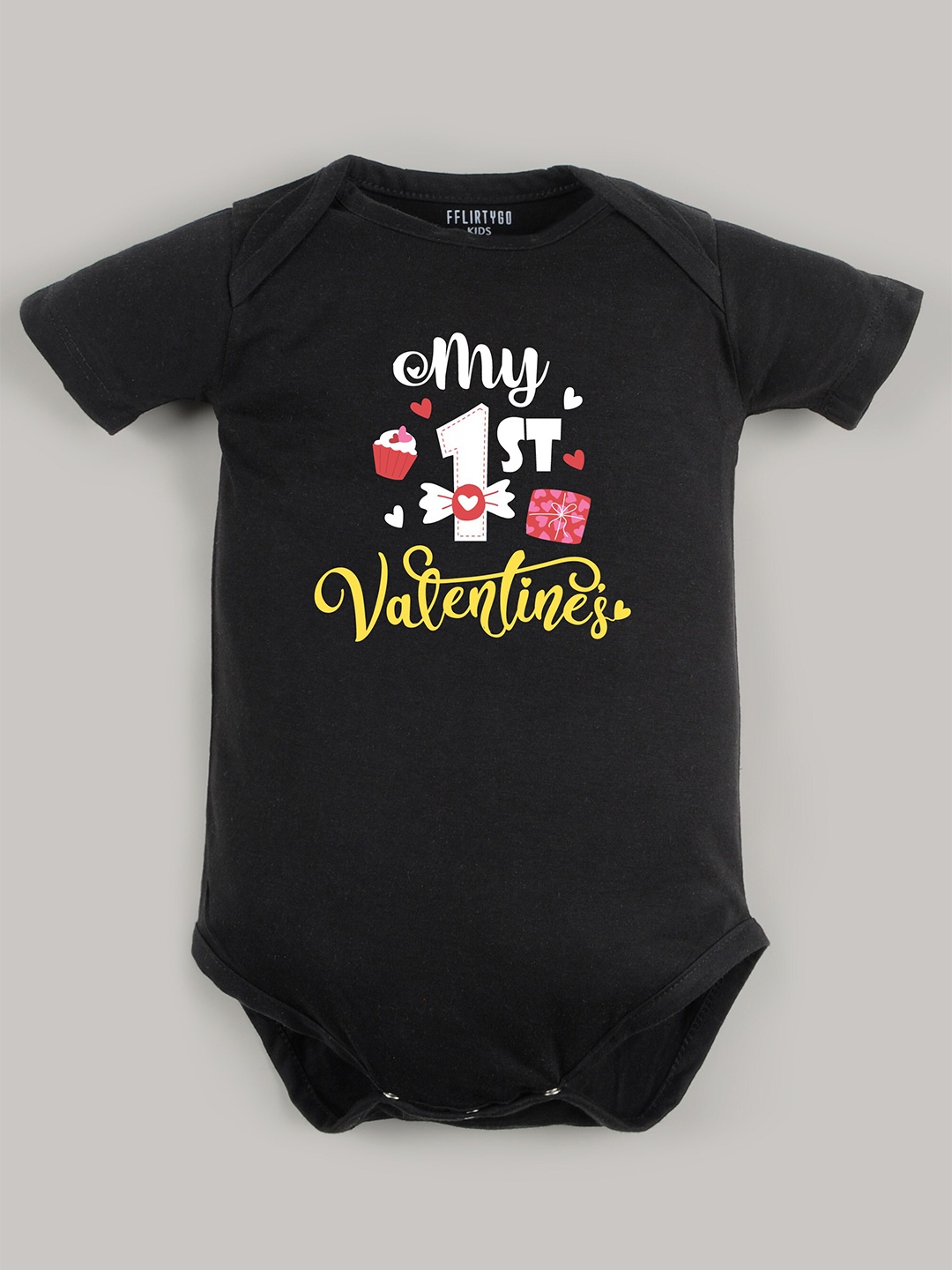 

FFLIRTYGO Infants Typography Printed Cotton Bodysuit, Black