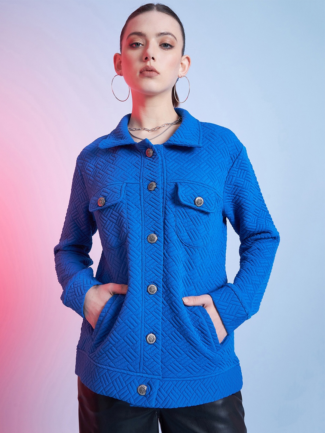 

STREET 9 Self Design Tailored Jacket, Blue