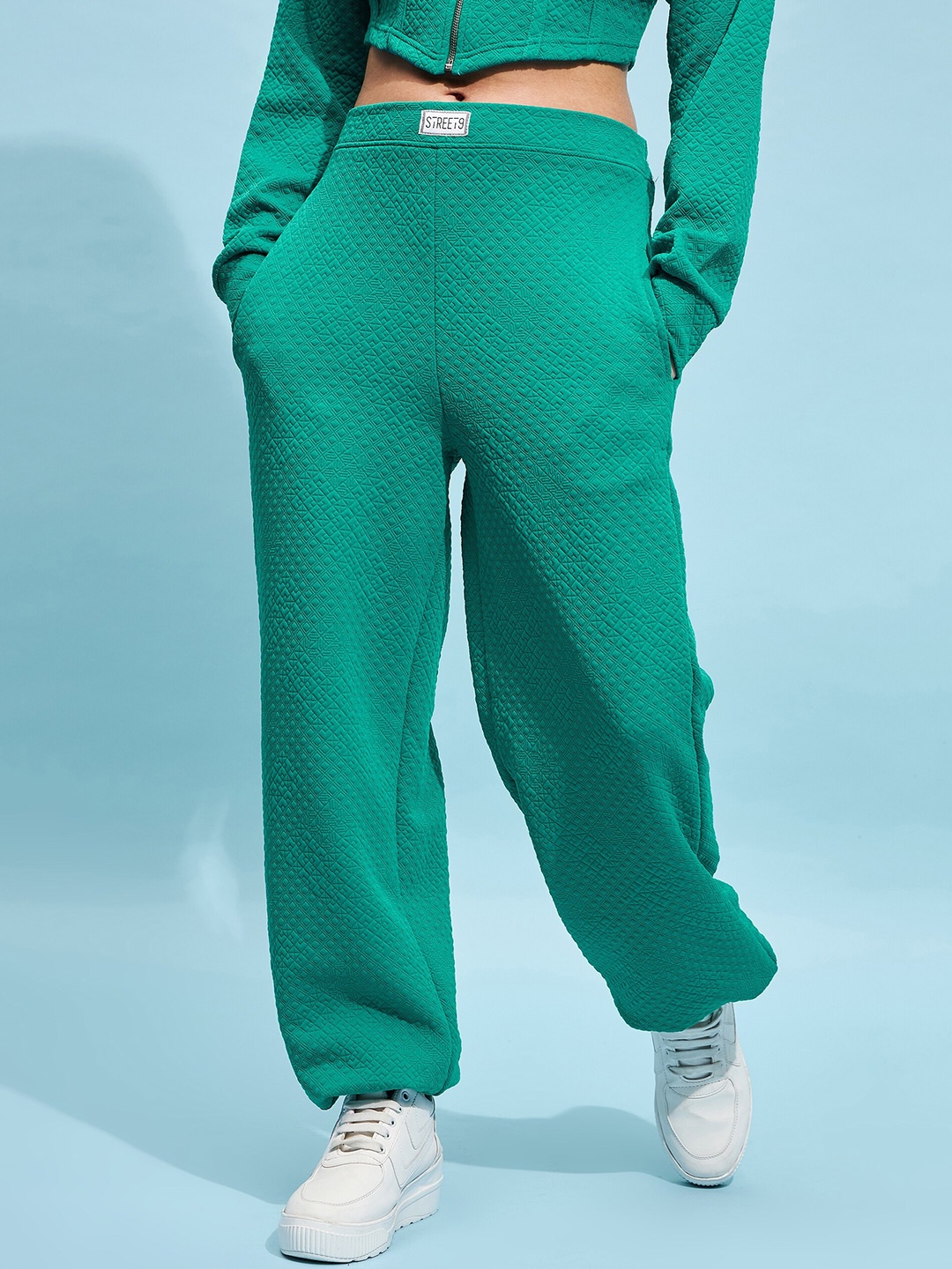 

STREET 9 Women Relaxed Cotton Loose Fit Trousers, Green