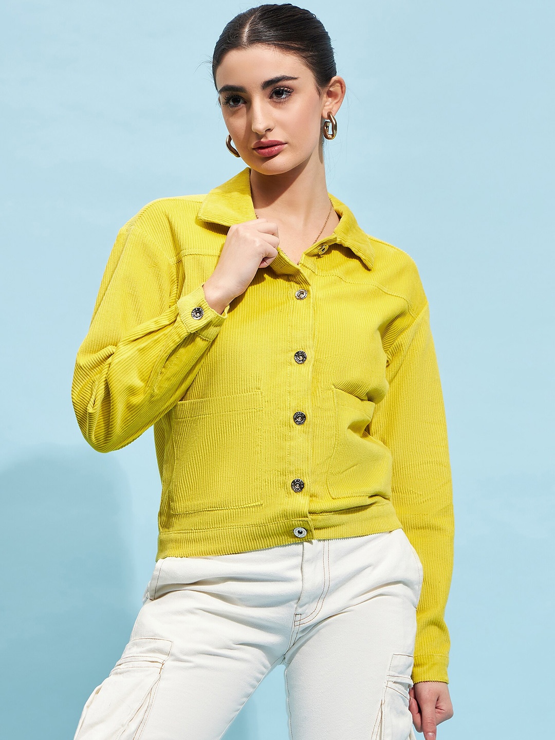 

STREET 9 Self Design Corduroy Tailored Jacket, Yellow
