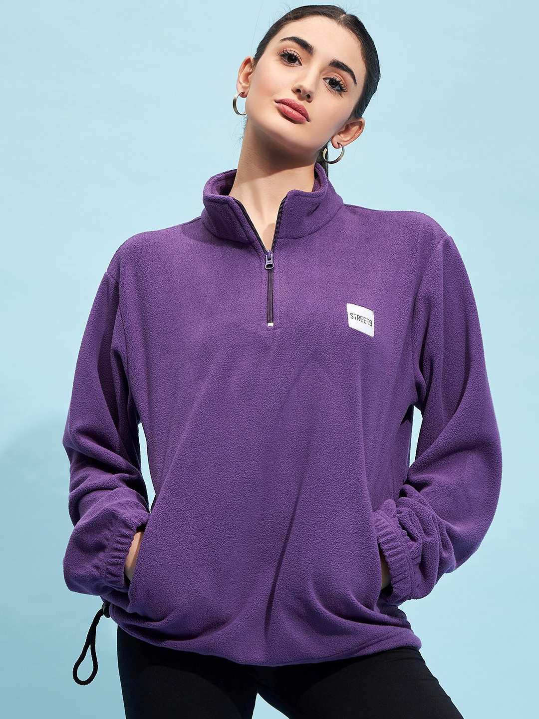 

STREET 9 Purple Mock Collar Oversized Sweatshirt