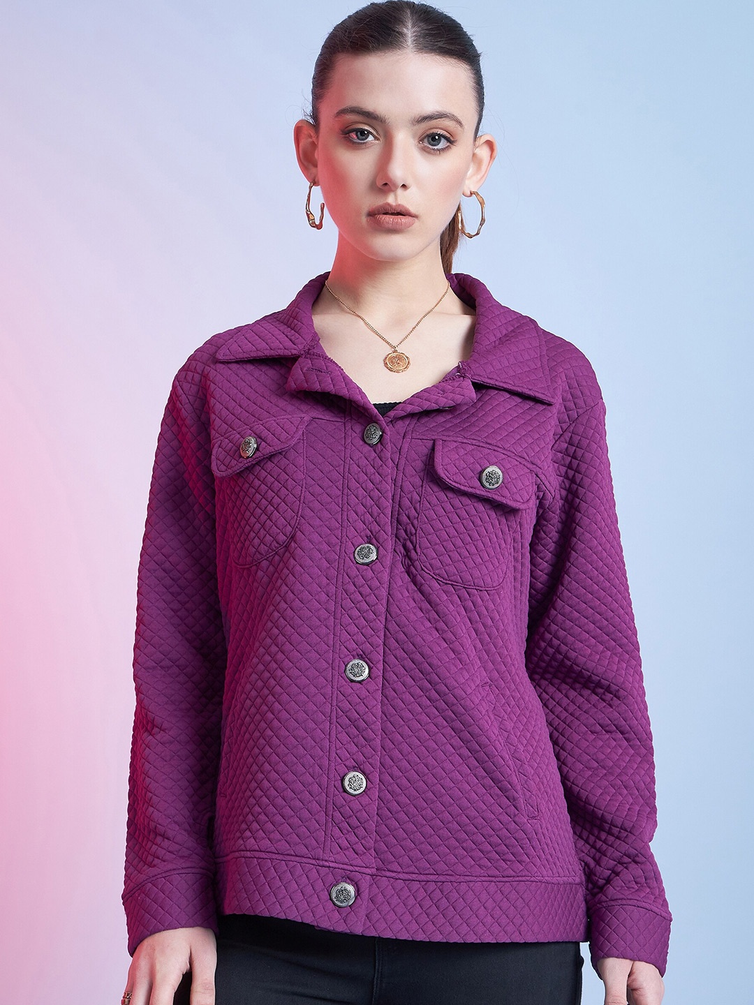 

STREET 9 Self Design Tailored Jacket, Purple