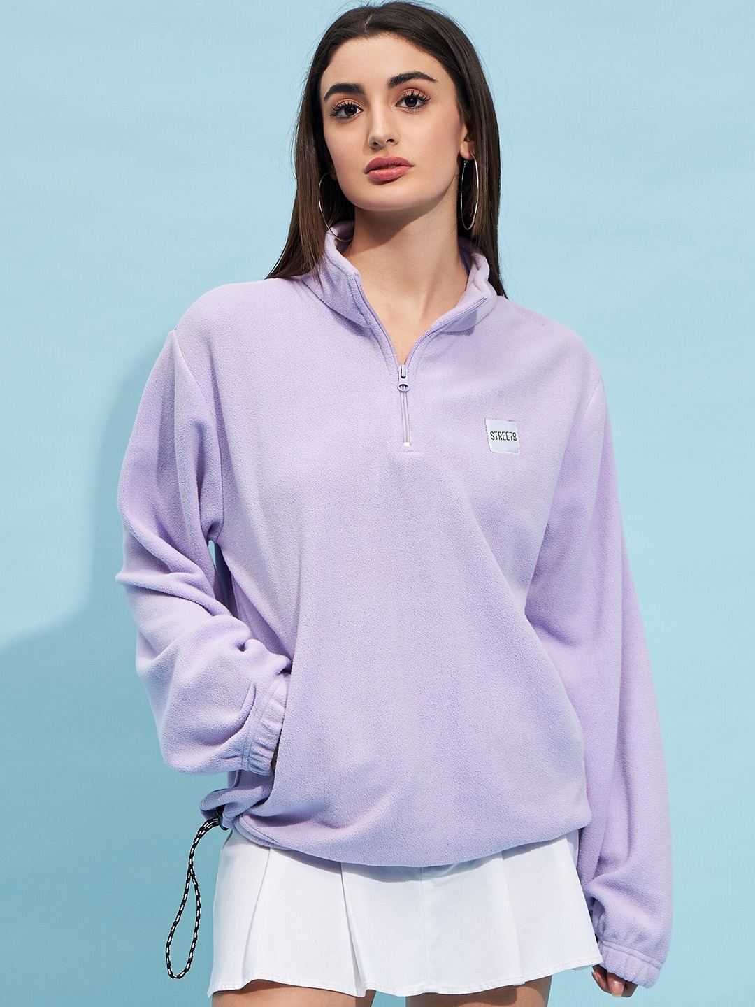 

STREET 9 Lavender Mock Collar Oversized Sweatshirt