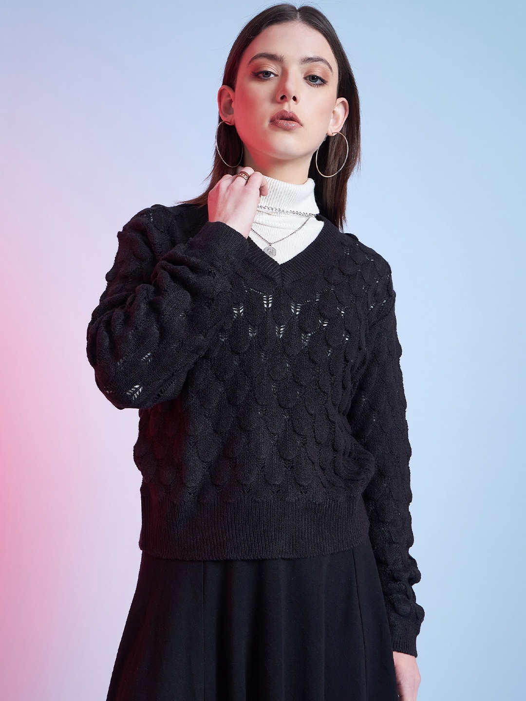 

STREET 9 STREET 9 Ribbed Pullover, Black