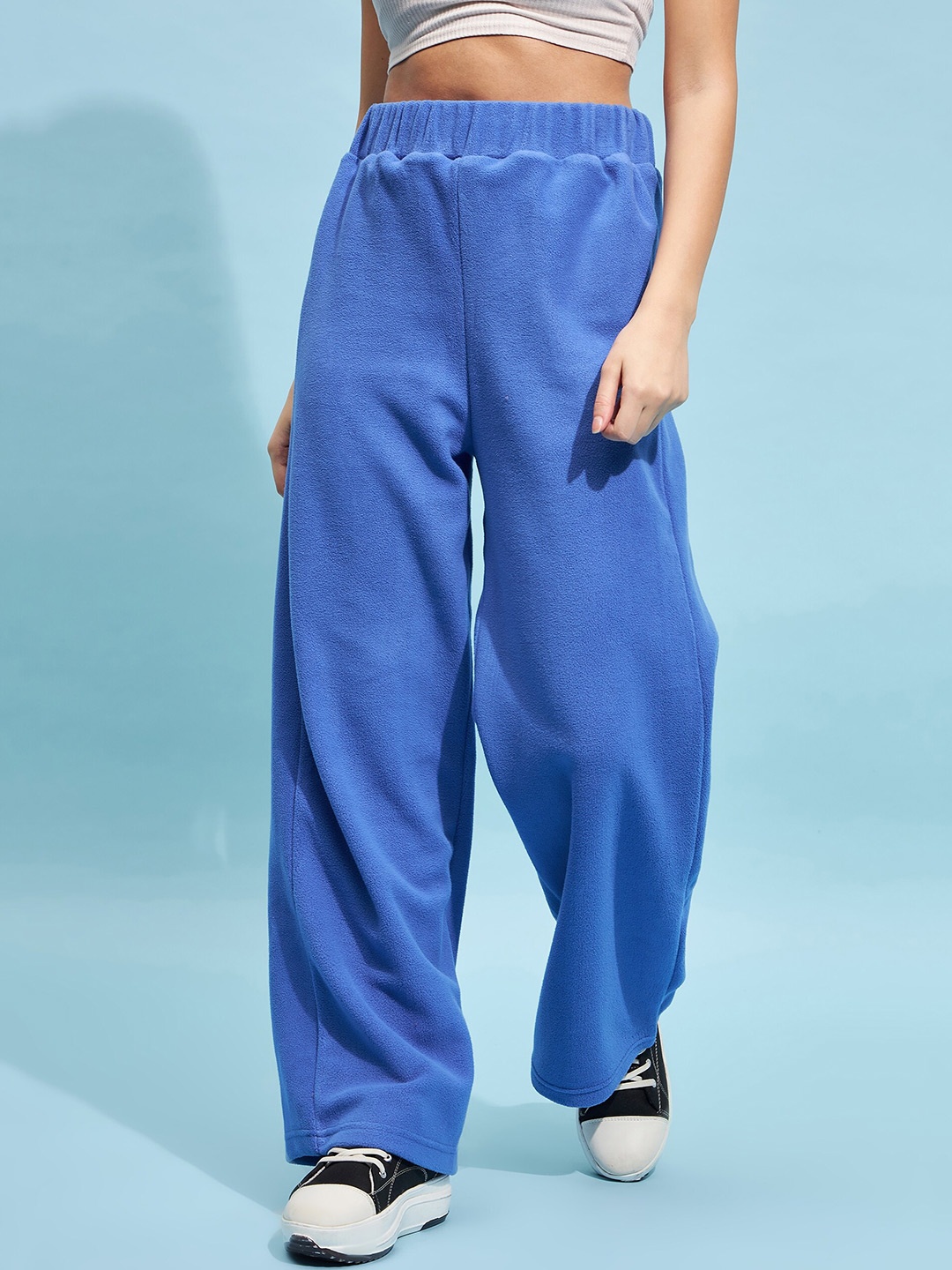 

STREET 9 BASICS Women Relaxed Loose Fit Wide Leg Trousers, Blue