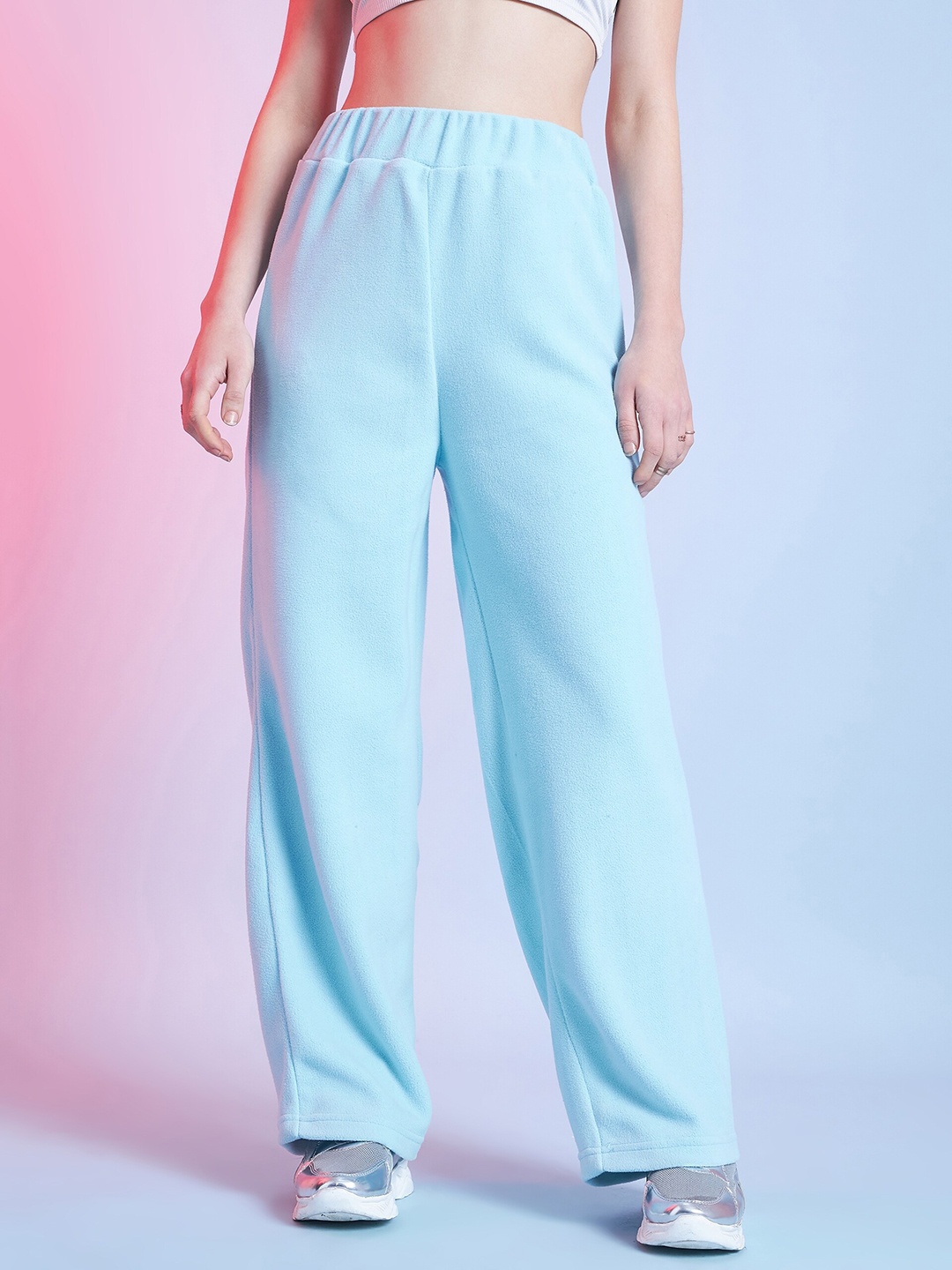 

STREET 9 BASICS Women Relaxed Wide Leg Loose Fit Trousers, Blue