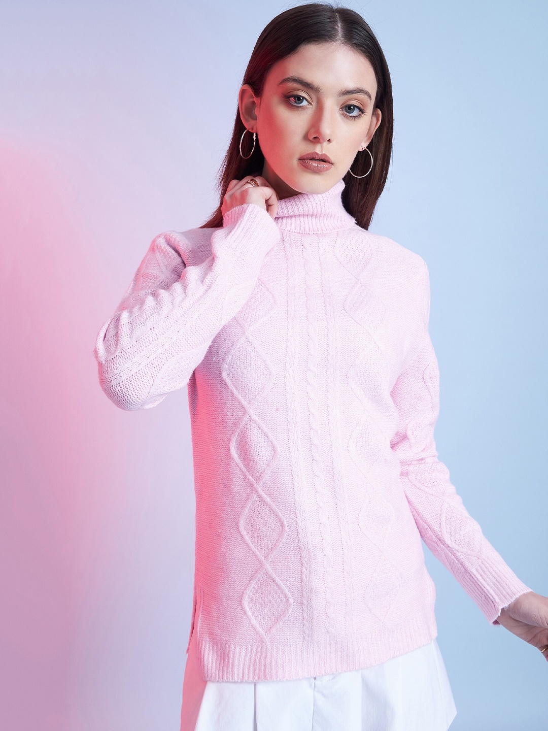 

STREET 9 Cable Knit Pullover, Pink