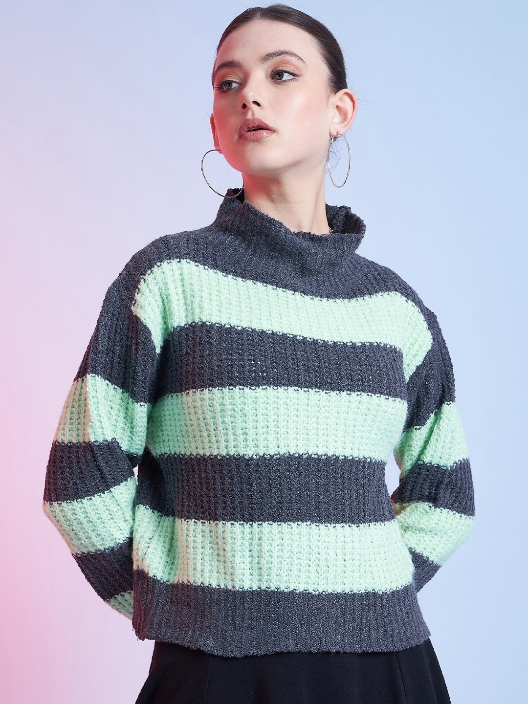 

STREET 9 Striped Pullover, Green
