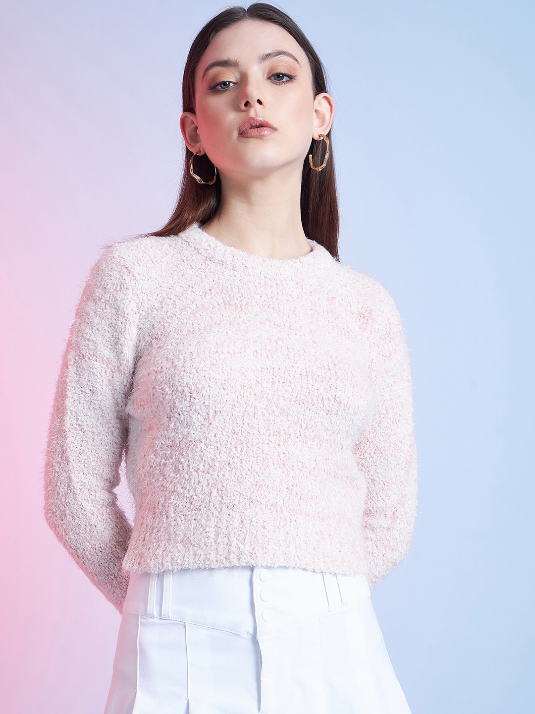 

STREET 9 Cream-Coloured Boucle Pullover Acrylic Sweater