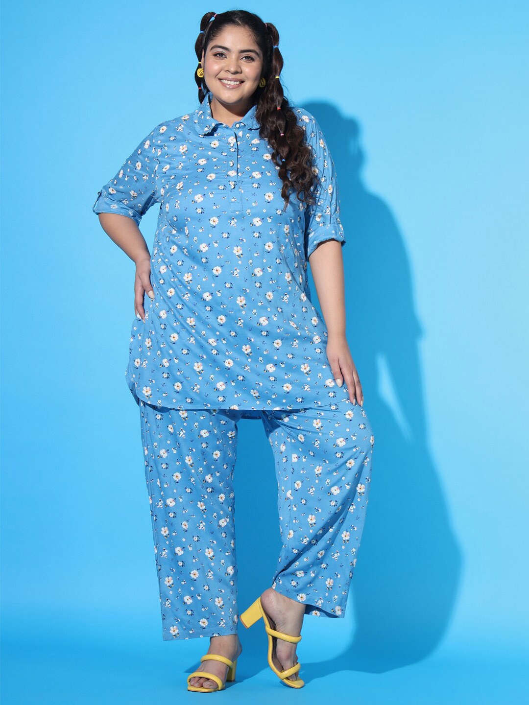 

AUSTIVO Plus Size Printed Tunic & Trouser, Blue