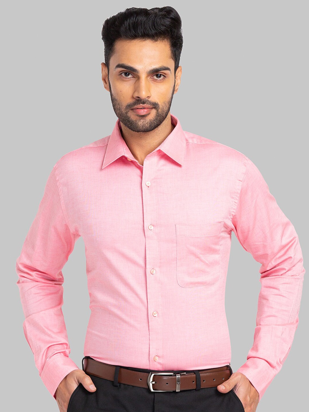 

Raymond Cotton Slim Fit Opaque Formal Shirt, Pink