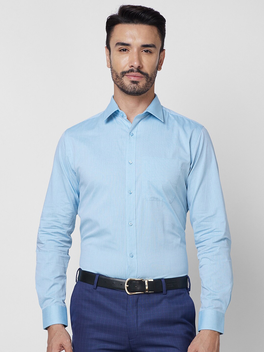 

Raymond Slim-Fit Cutaway Collar Long Sleeves Cotton Formal Shirts, Blue
