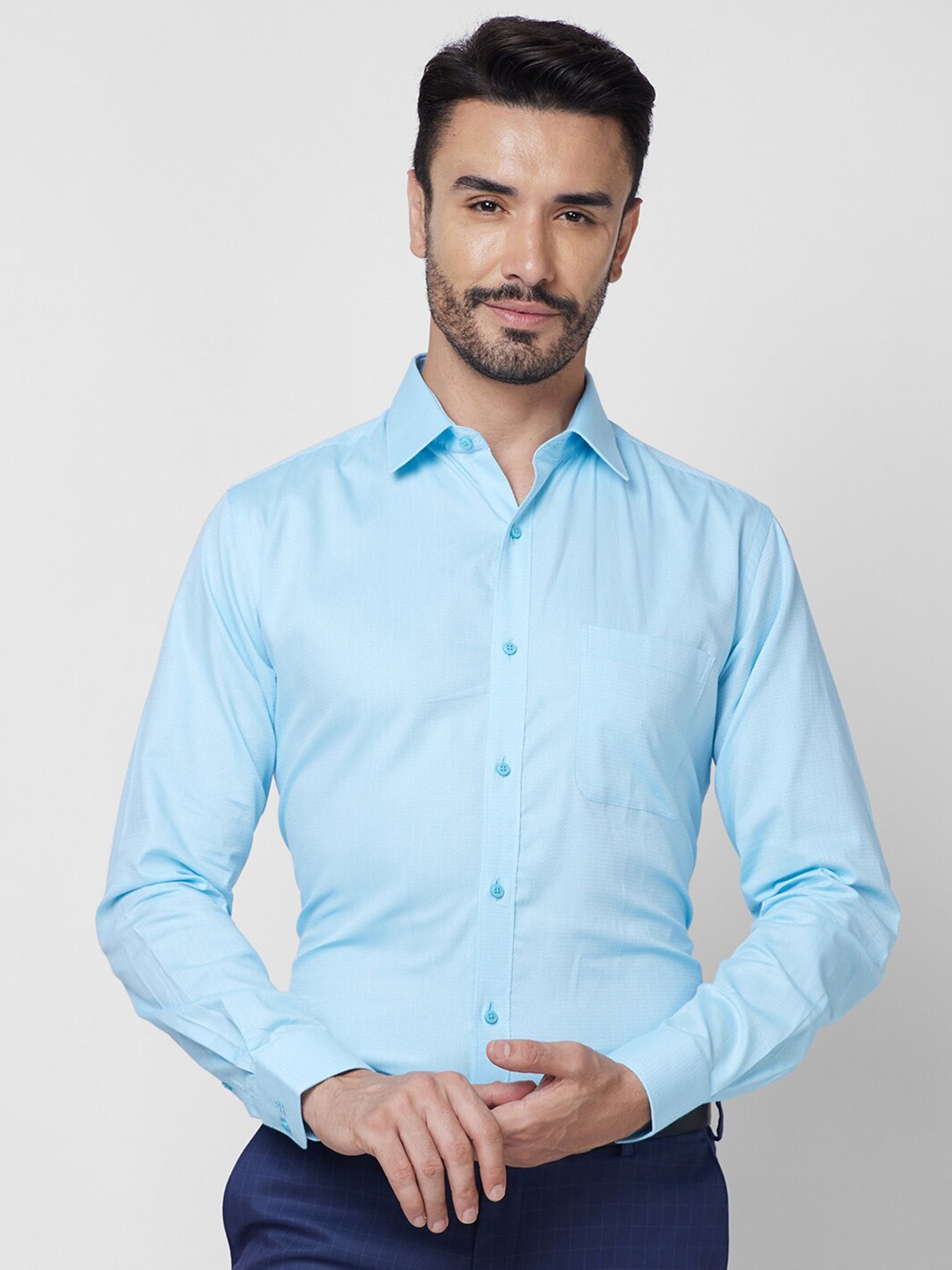 

Raymond Cotton Slim Fit Opaque Formal Shirt, Blue