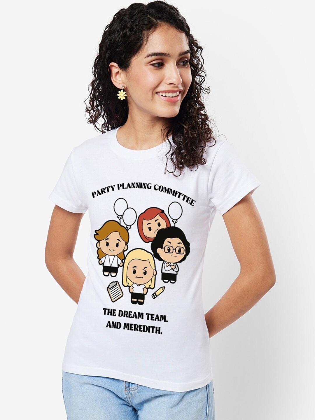

Bewakoof Party Planning Committee Graphic Printed Cotton T-shirt, White