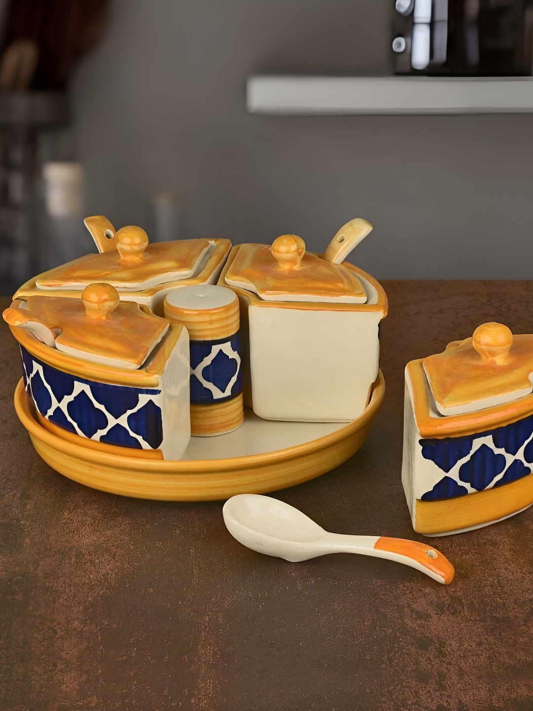 

Your Local Store Yellow & Blue 5 Pieces Ceramic Container