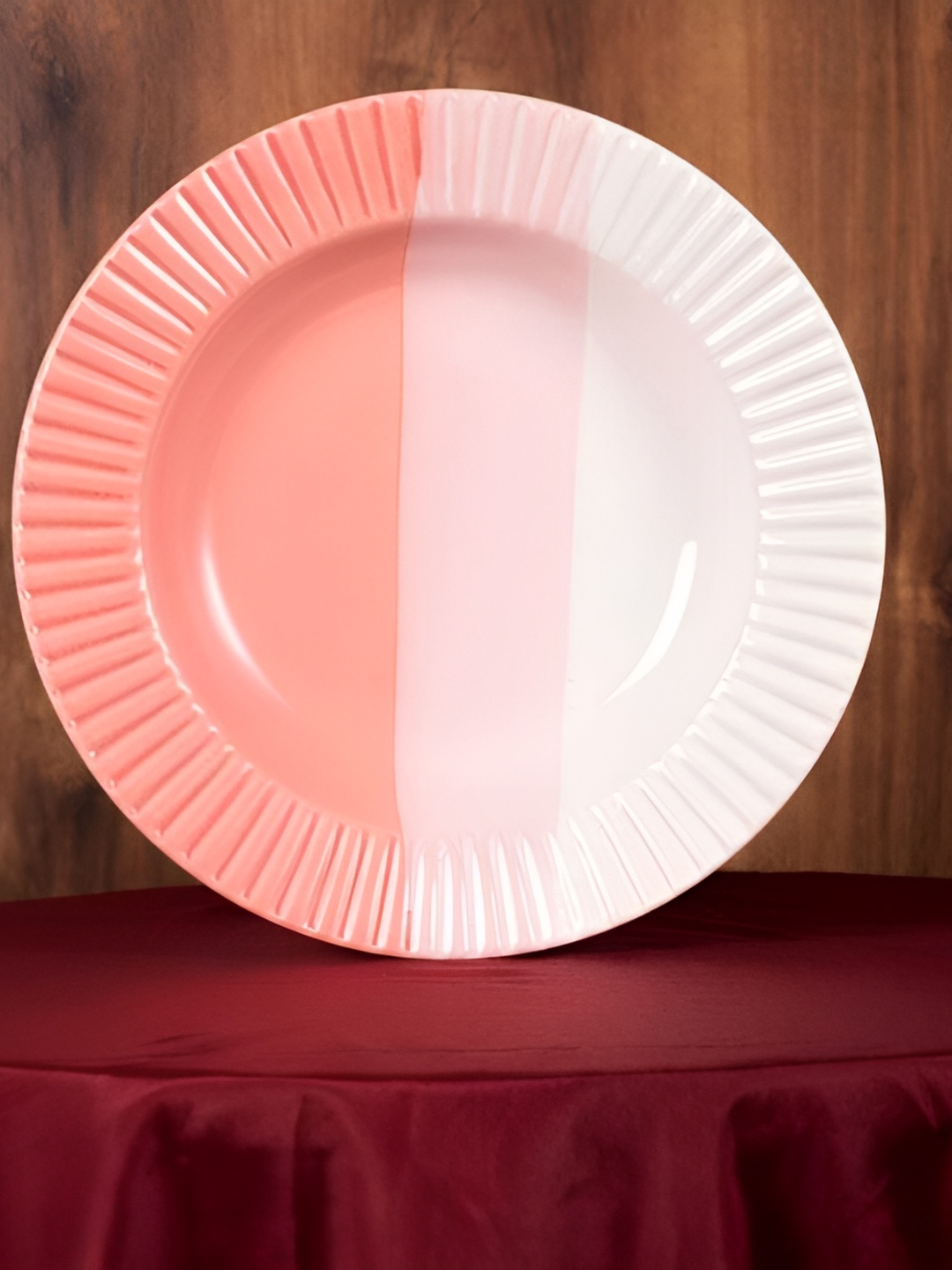 

Your Local Store Pink & White 2 Pieces Ceramic Glossy Dinner Set