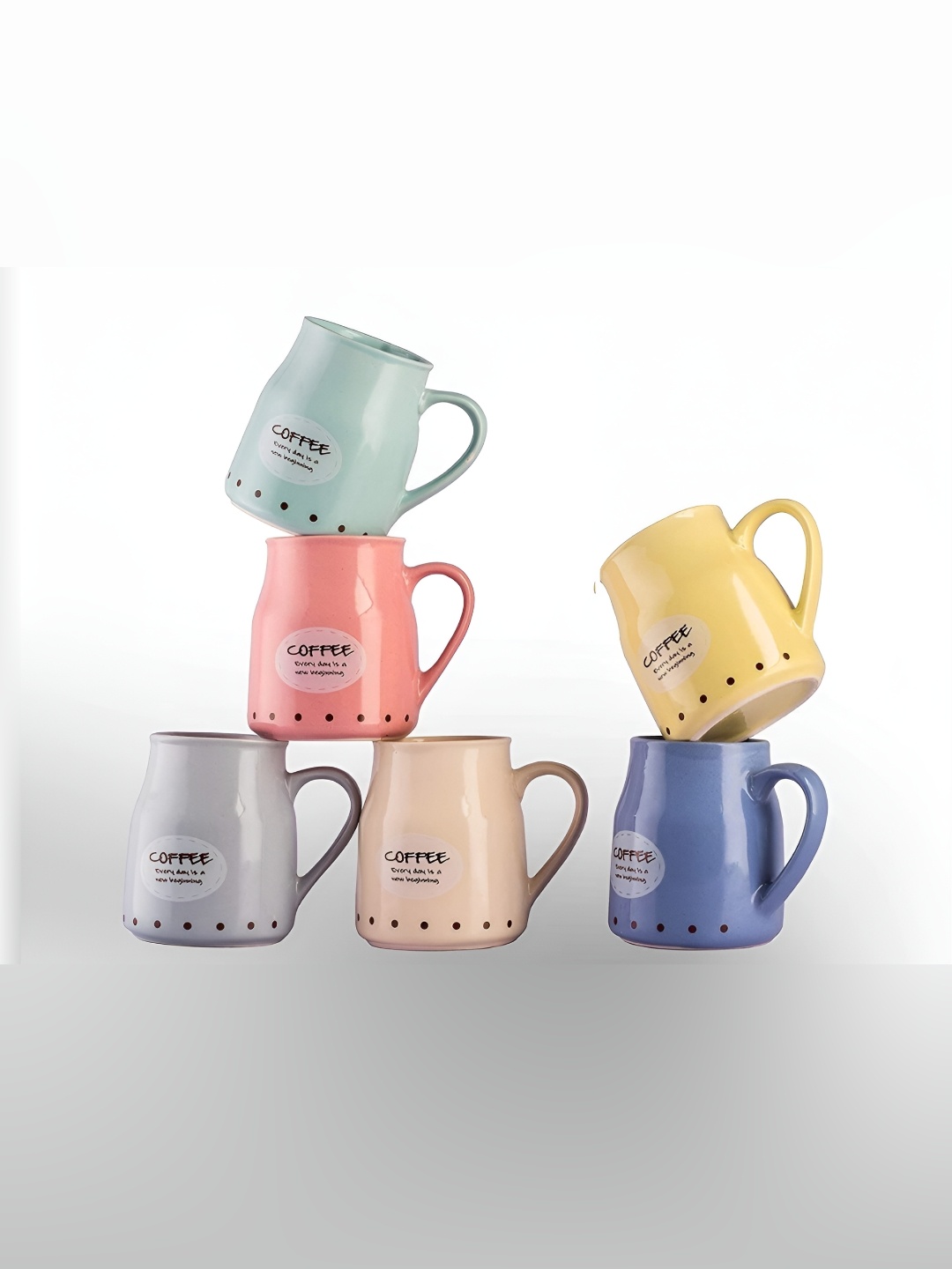 

Your Local Store Pink & Blue 6 Pieces Printed Ceramic Glossy Mugs 150 ml