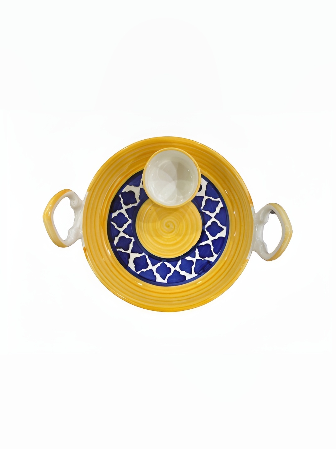 

Your Local Store Yellow & Blue Ceramic Easy to Clean Serving Food Platter