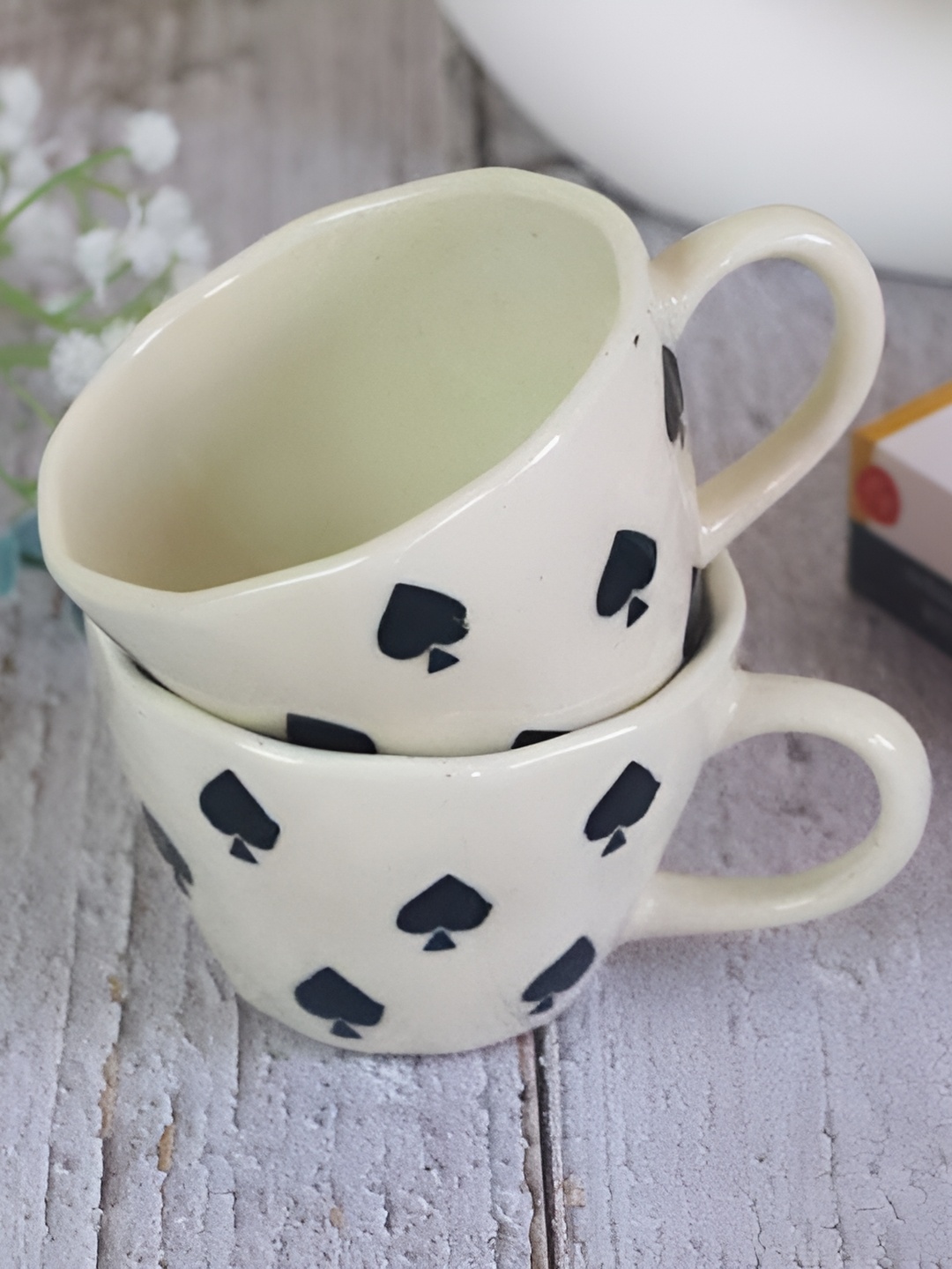 

Your Local Store Off White & Black 2 Pieces Printed Ceramic Glossy Cups 230 ml