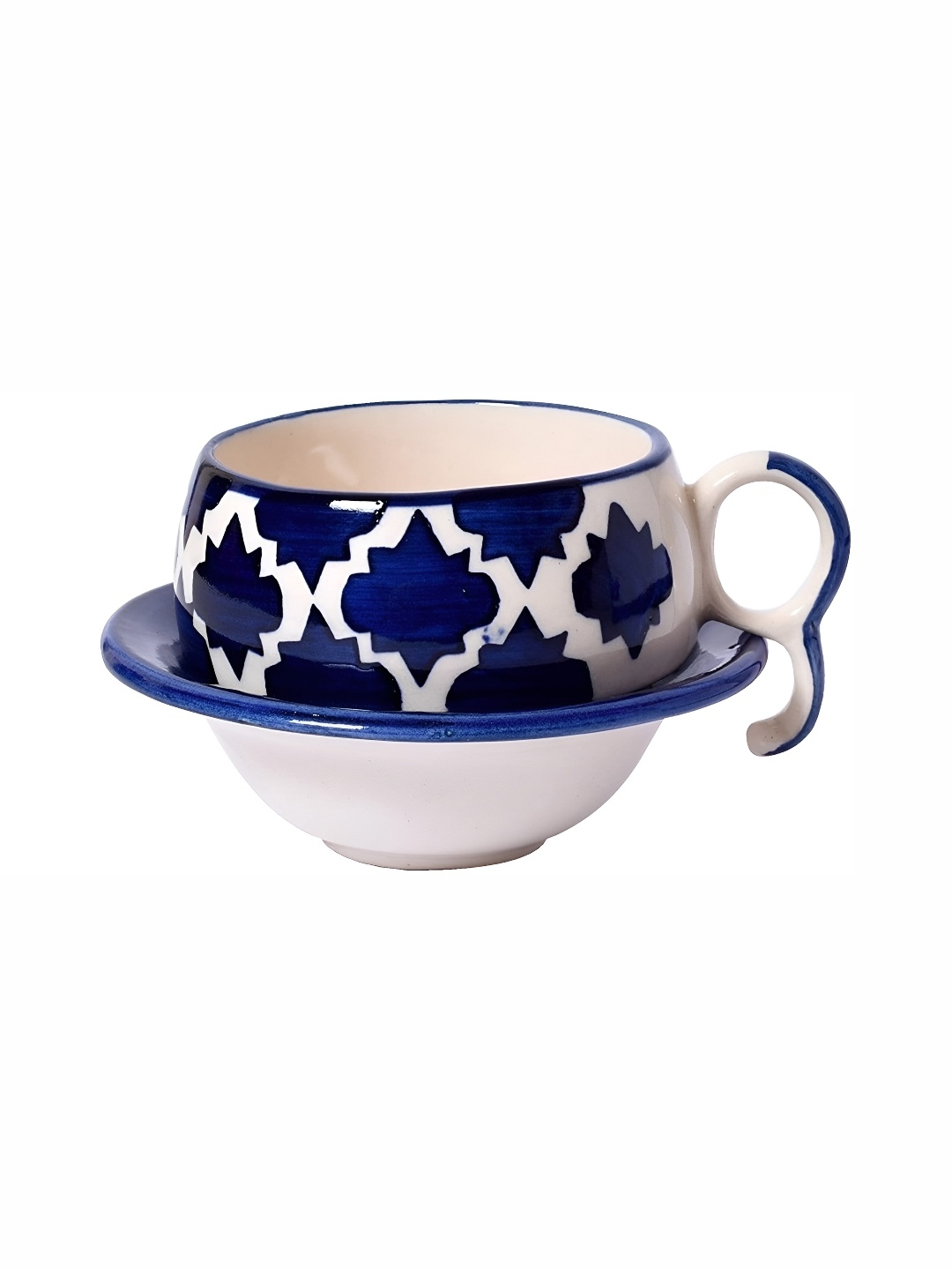 

Your Local Store Blue & White 12 Pcs Printed Ceramic Glossy Cups and Saucers 160 Ml