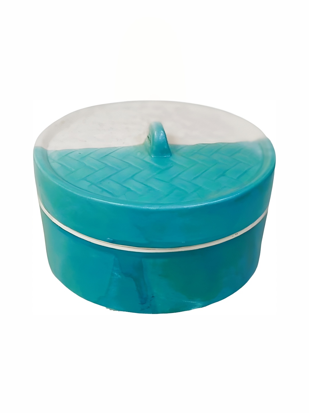 

Your Local Store Blue & White Textured Ceramic Roti Box With Lid