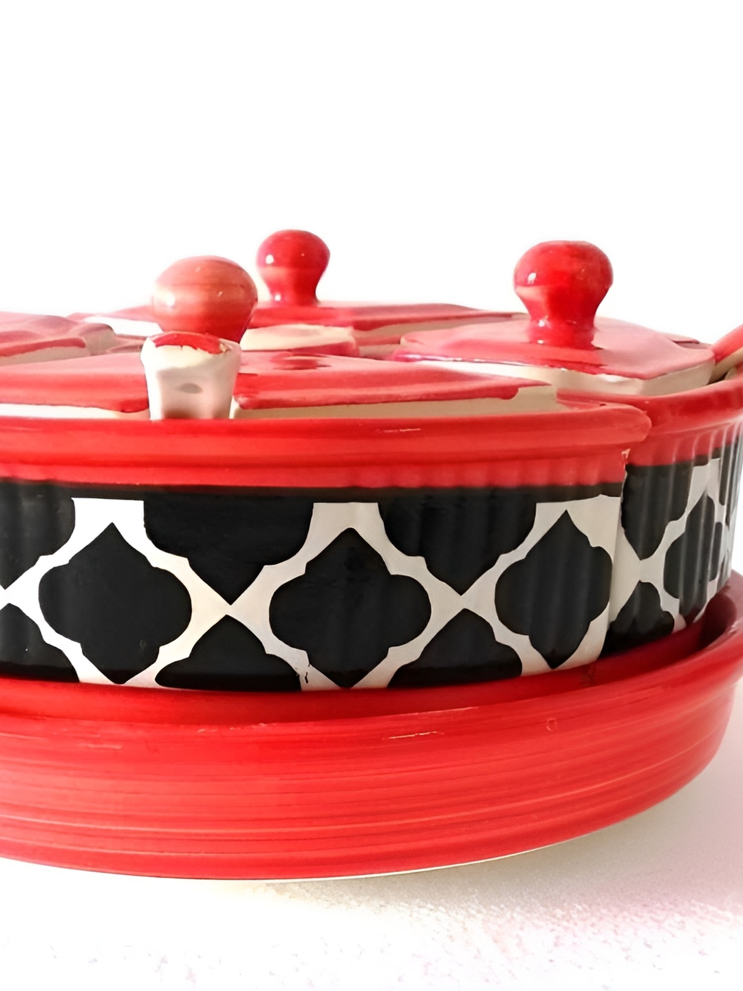 

Your Local Store Red & Black 5 Pieces Printed Ceramic Spice Boxs