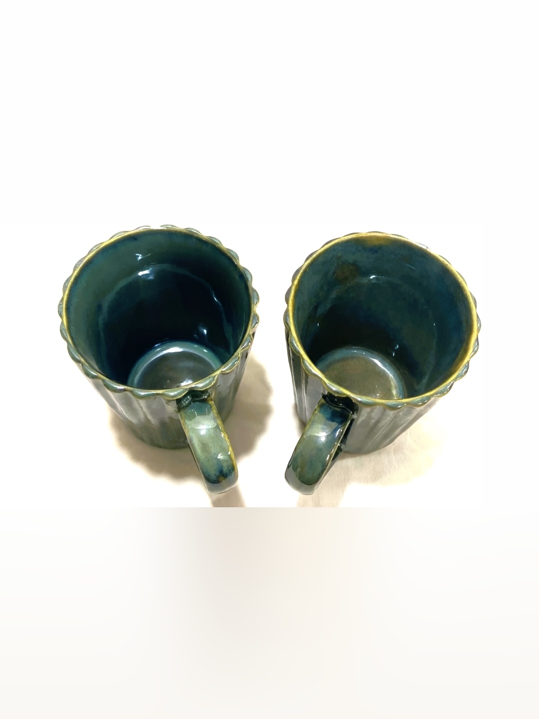

Your Local Store Green 2 Pcs Textured Microwave Safe Ceramic Glossy Cups 180 Ml
