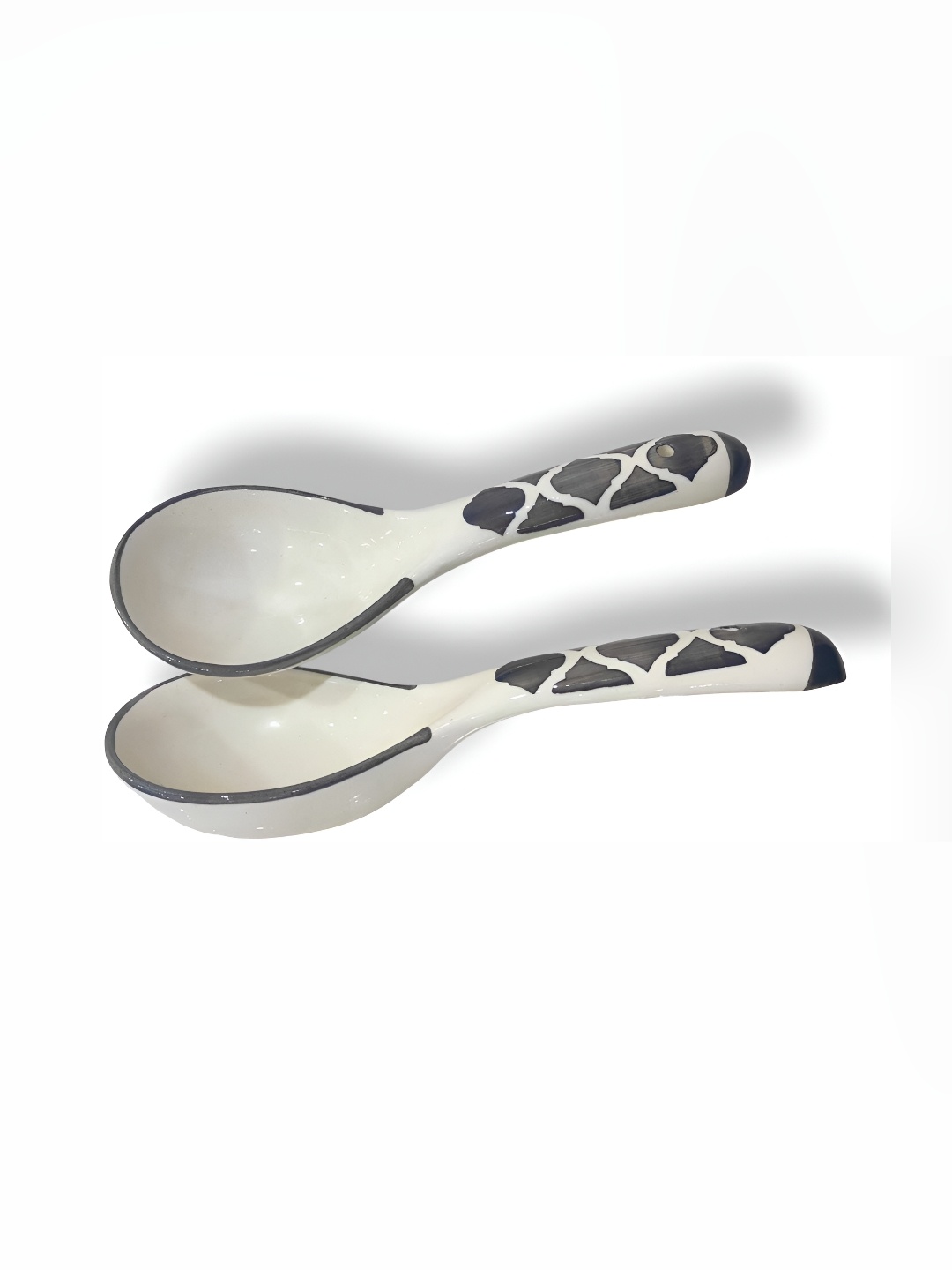 

Your Local Store White & Grey 2 Pieces Ceramic Easy to Clean Serving Cutlery