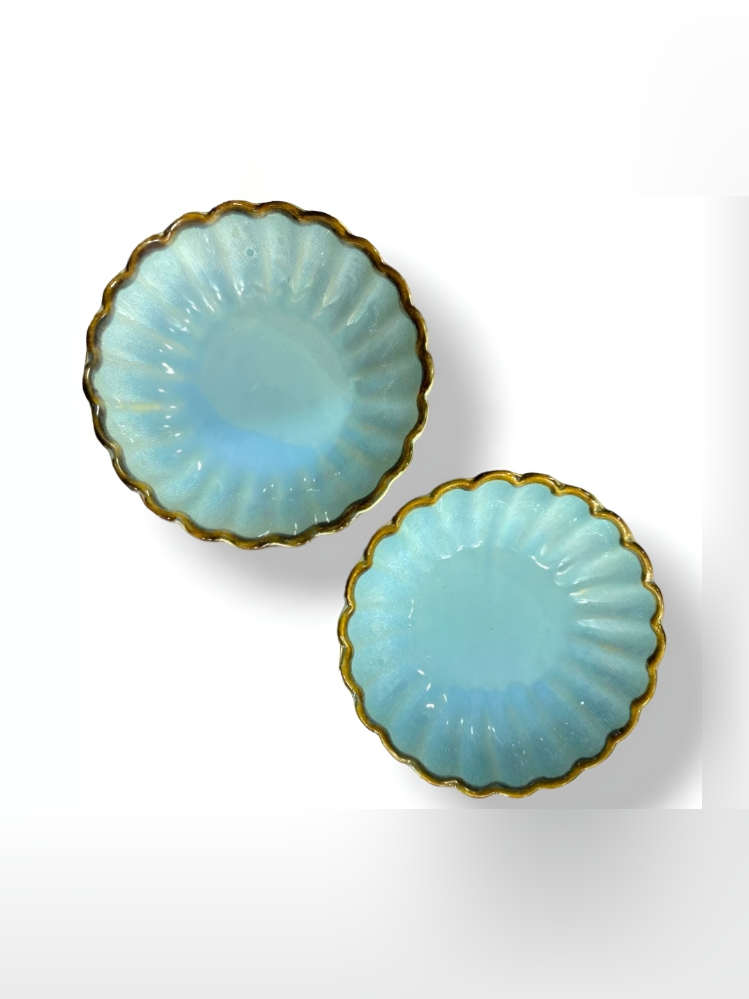 

Your Local Store Sea Green & Gold Toned 2 Pieces Textured Ceramic Glossy Plates