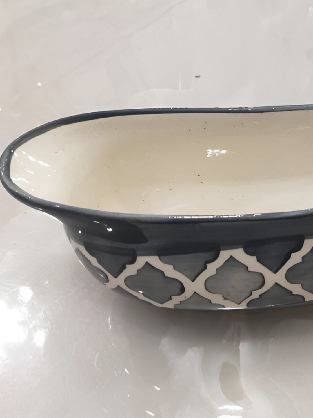 

Your Local Store Grey & Off White Ethnic Motifs Printed Ceramic Glossy Serving Tray