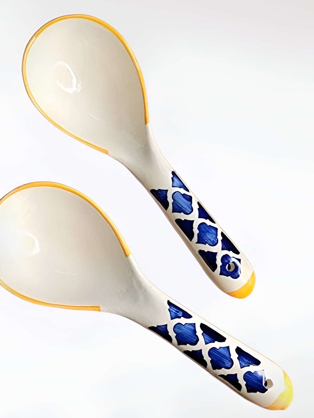 

Your Local Store White & Blue 2 Pieces Ceramic Easy to Clean Serving Cutlery