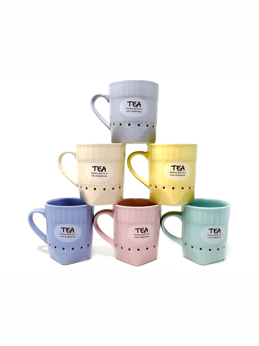 

Your Local Store Pink & Blue 6 Pieces Textured Ceramic Glossy Cups 150 ml