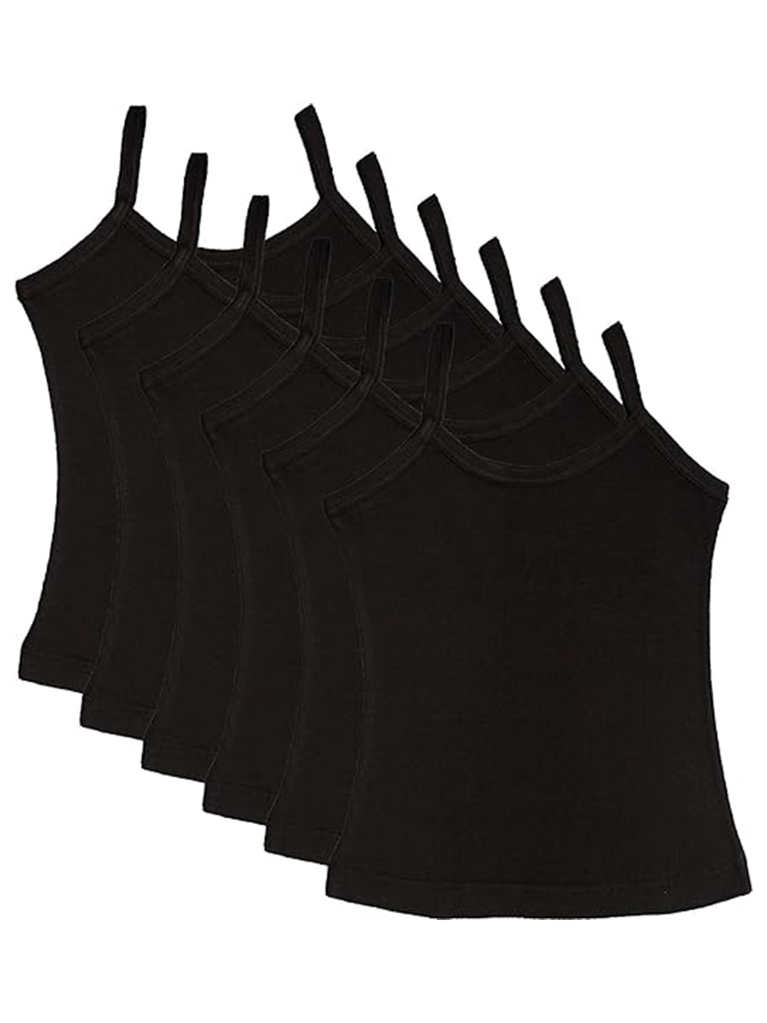 

BAESD Girls Pack Of 6 Cotton Camisoles, Black