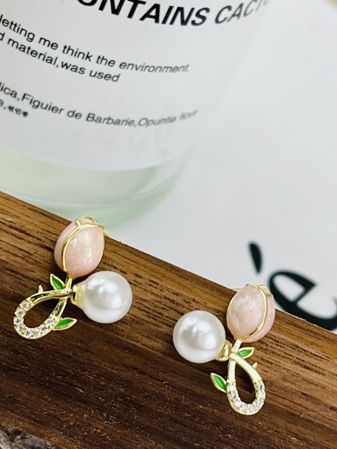 

Krelin Gold Plated Floral Shaped Stud Earrings, Pink