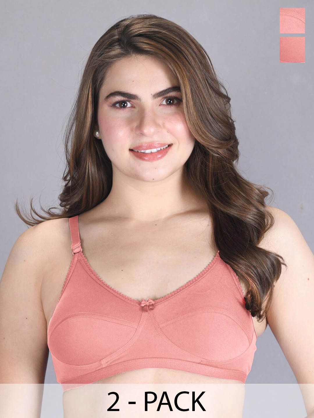 

LUX VENUS Pack of 2 Everyday Cotton Bra - Full Coverage, Peach