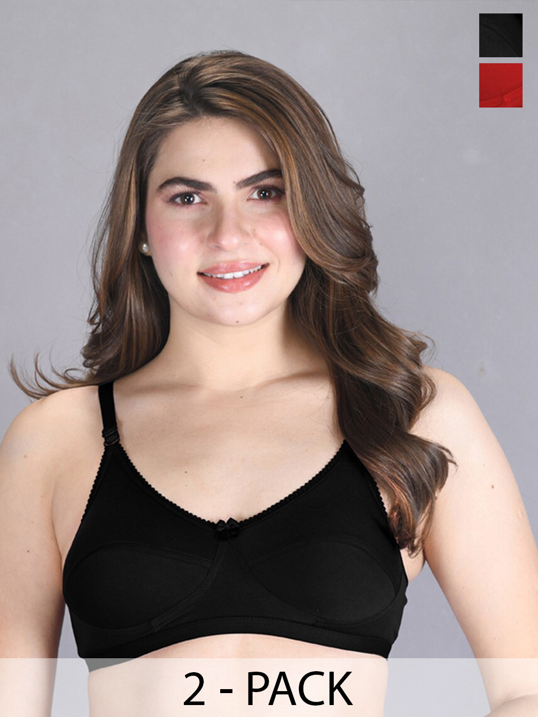 

LUX VENUS Pack of 2 Everyday Cotton Bra - Full Coverage, Red