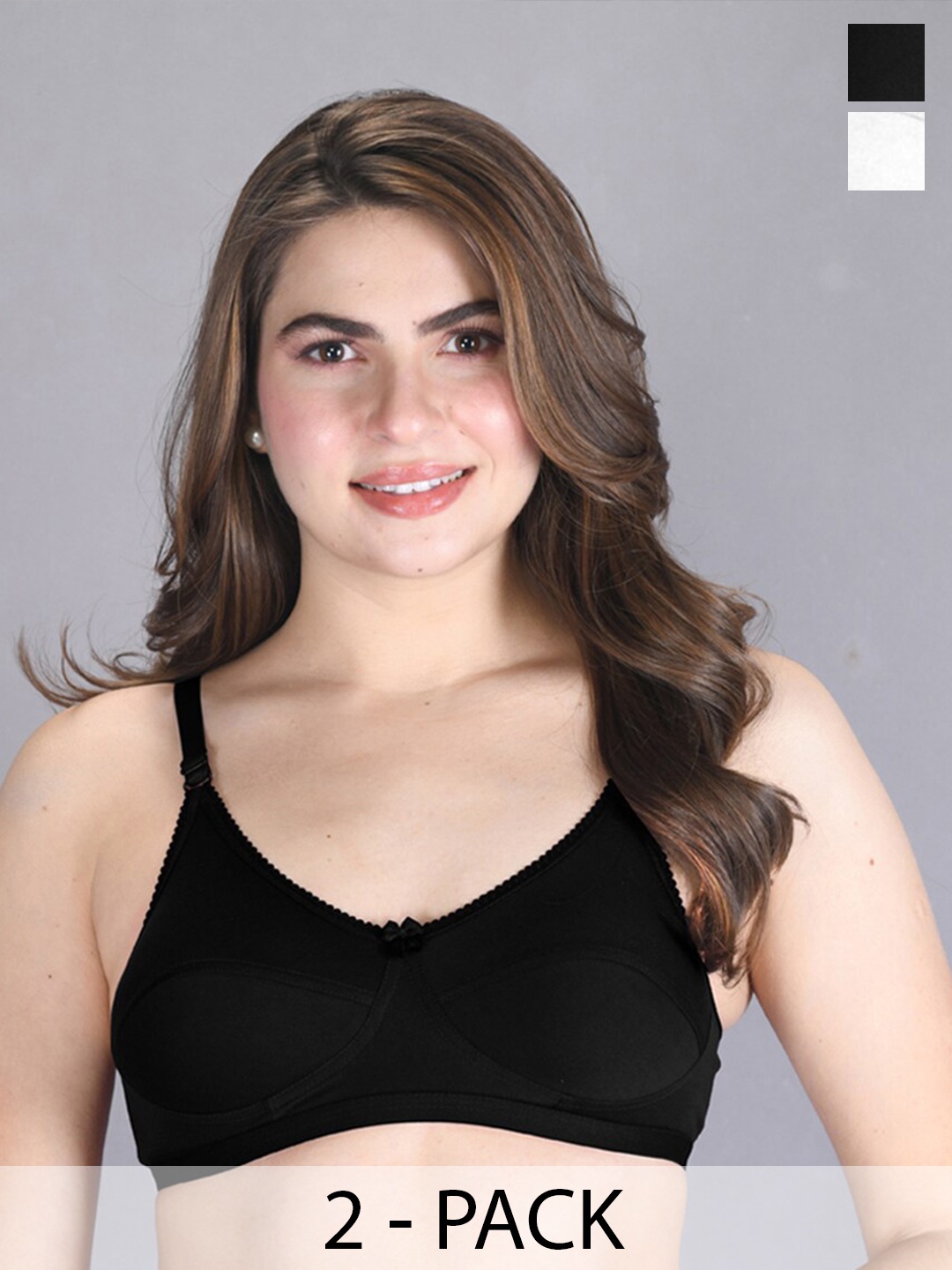 

LUX VENUS Pack of 2 Everyday Cotton Bra - Full Coverage, Black