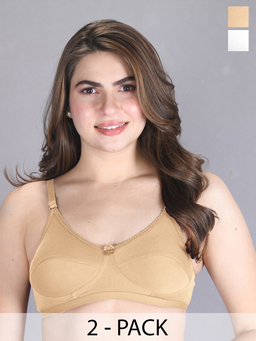 

LUX VENUS Pack of 2 Everyday Cotton Bra - Full Coverage, Tan