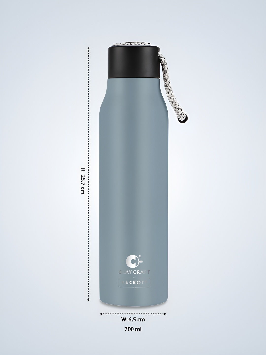 

CLAY CRAFT Grey & Black Stainless Steel Double Wall Vacuum Water Bottle 700ml