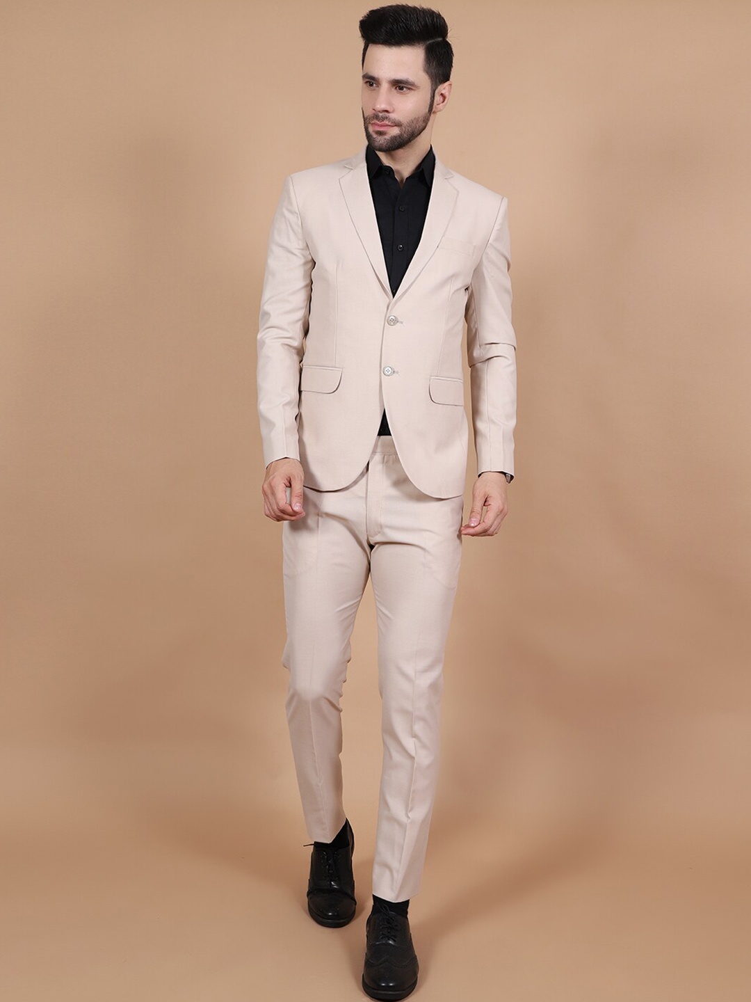 

Wintage Single-Breasted Two-Piece Formal Suit, Beige