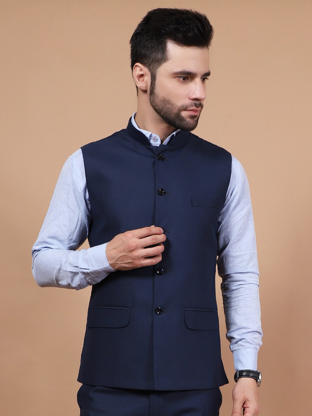 

Wintage Mandarin Collar Jacket, Blue