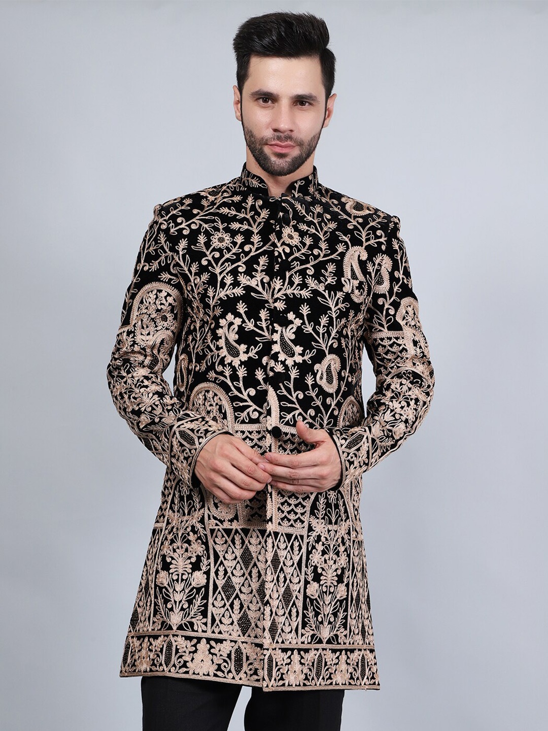 

Wintage Embroidered Bandhgala Blazer, Black