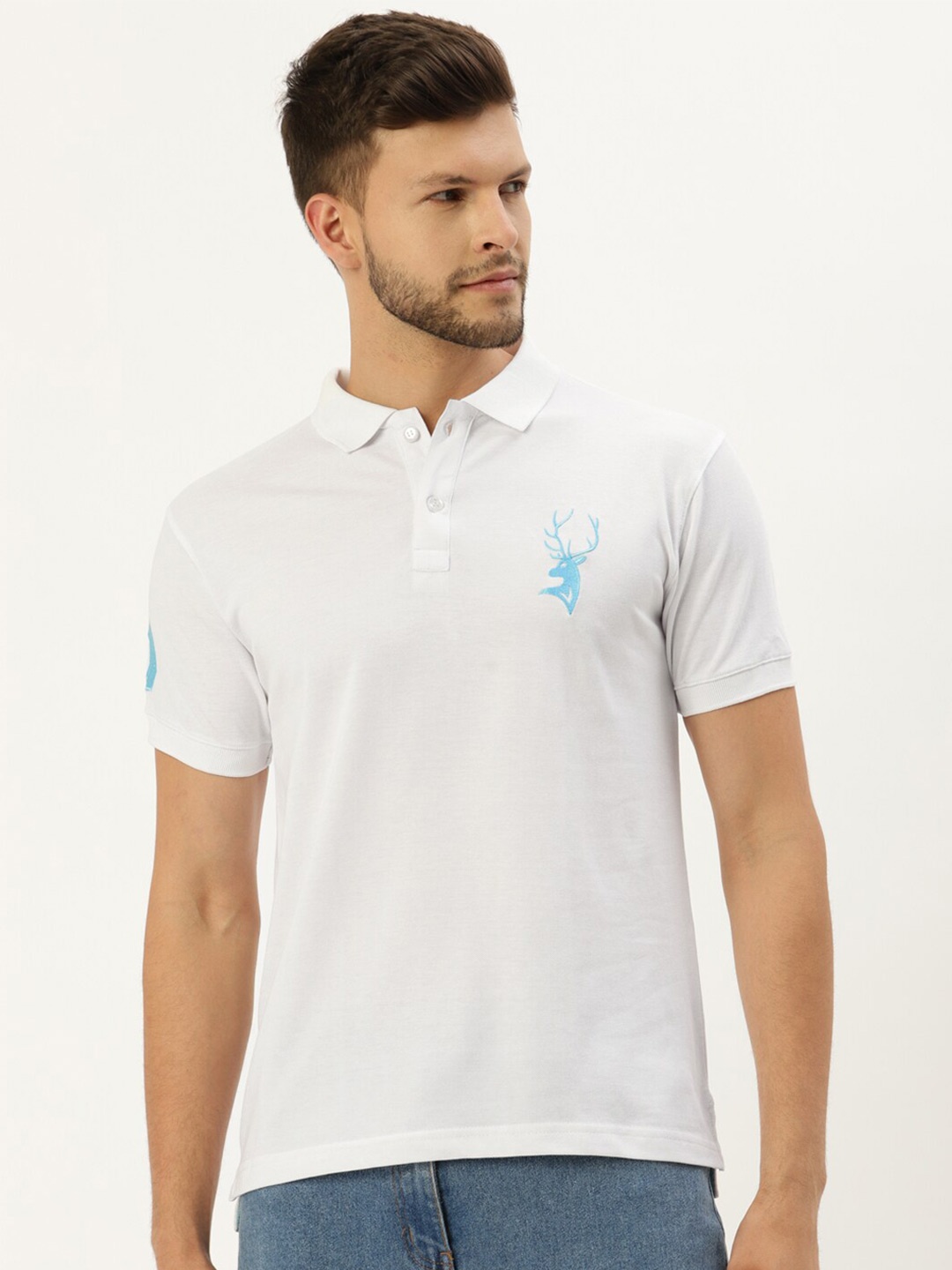 

PORTBLAIR Polo Collar Short Sleeves Casual T-shirt, White
